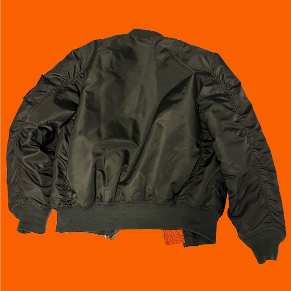 Ring Of Fire dark olive/ orange flight bomber jacket Large - Picture 4 of 7